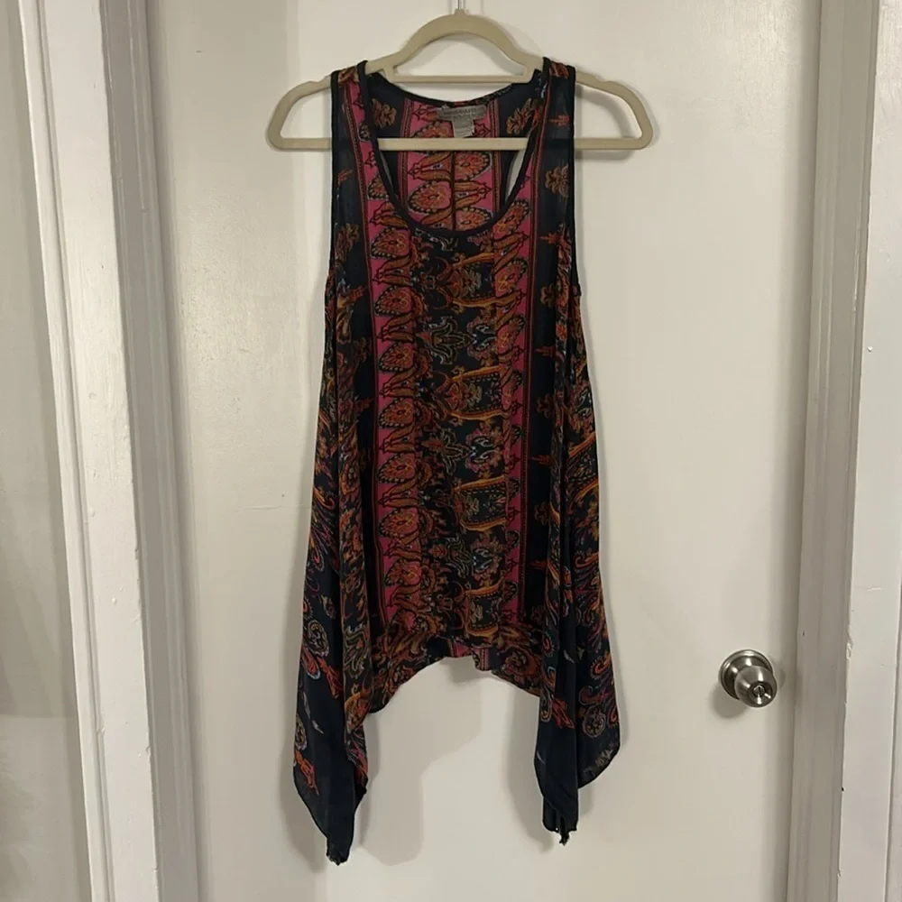 World Market S/M Boho Festival Grunge Uneven Hem Racerback Tank Altstyle 90s - Picture 10 of 10